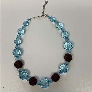 Beautiful vintage light blue & brown bobble necklace